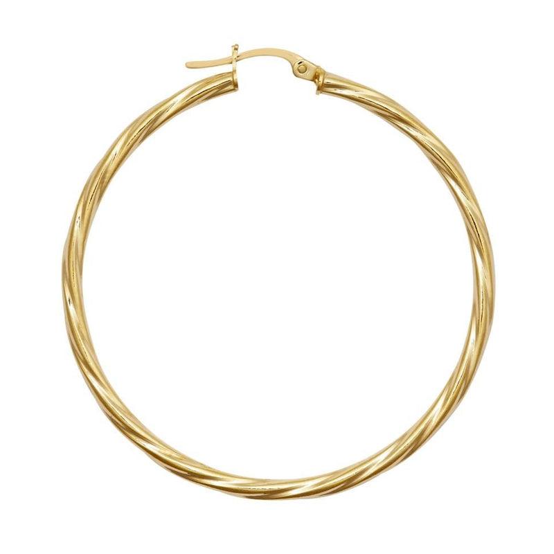 9ct Yellow Gold 43mm Twist Hoop Earrings