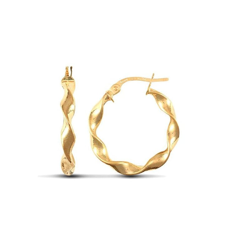 9ct Yellow Gold 20mm Super Light Twist Earrings