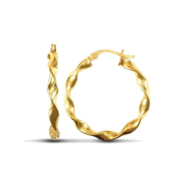 9ct Yellow Gold 25mm Super Light Twist Earrings