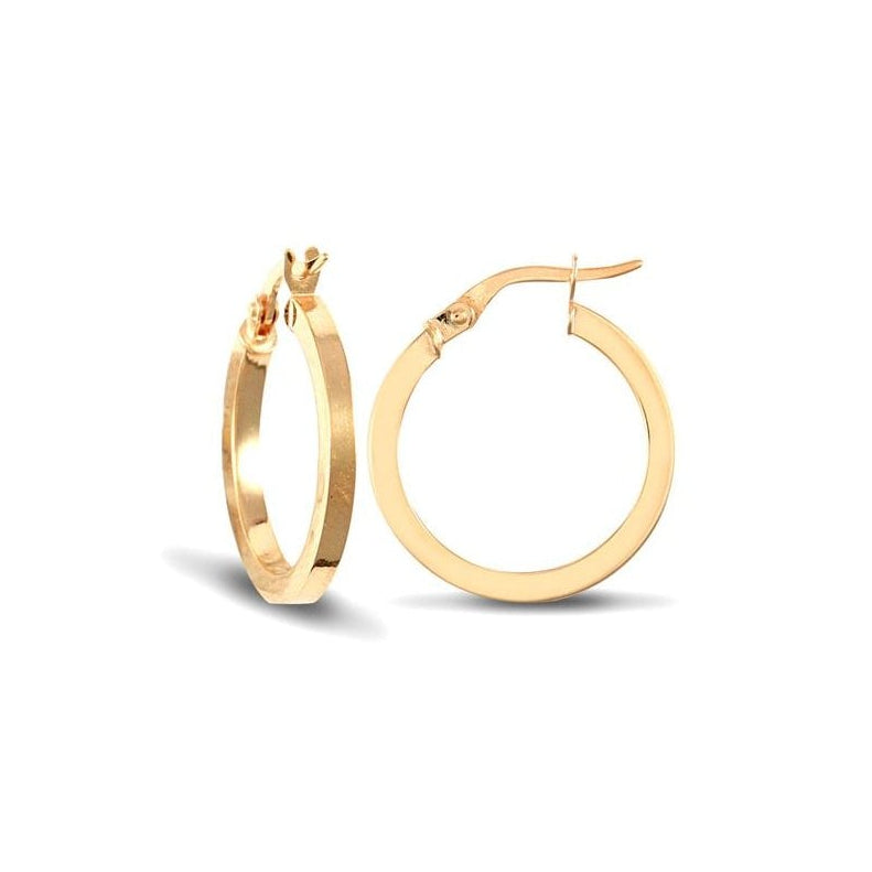 9ct Yellow Gold 20mm Squared Hoop Earrings