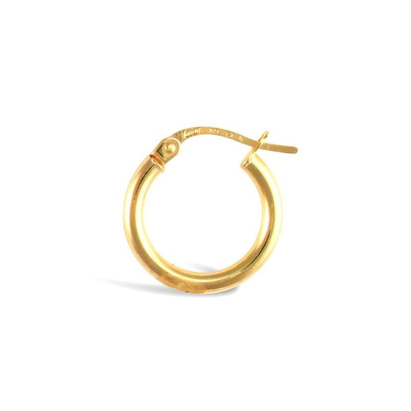 9ct Yellow Gold 15mm Ultra Light Hoop Earrings