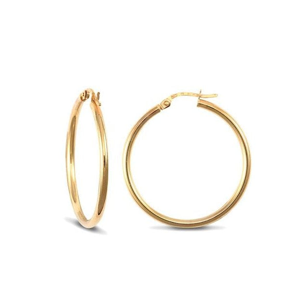 9ct Yellow Gold 30mm Ultra Light Hoop Earrings
