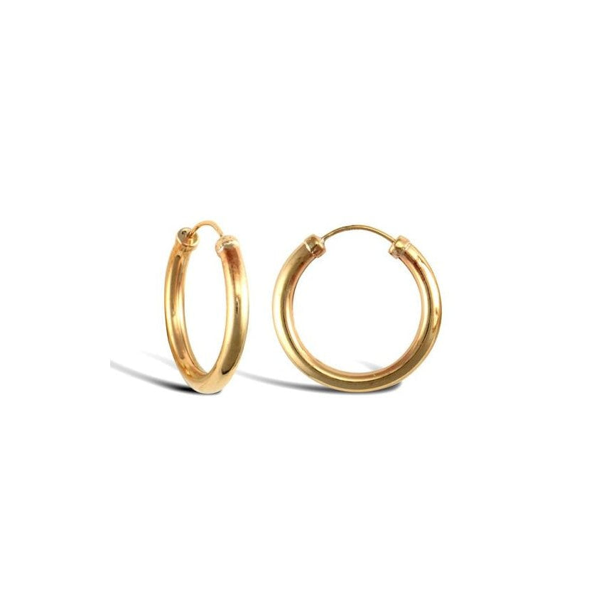 9ct Yellow Gold 18mm Sleeper Hoop Earrings