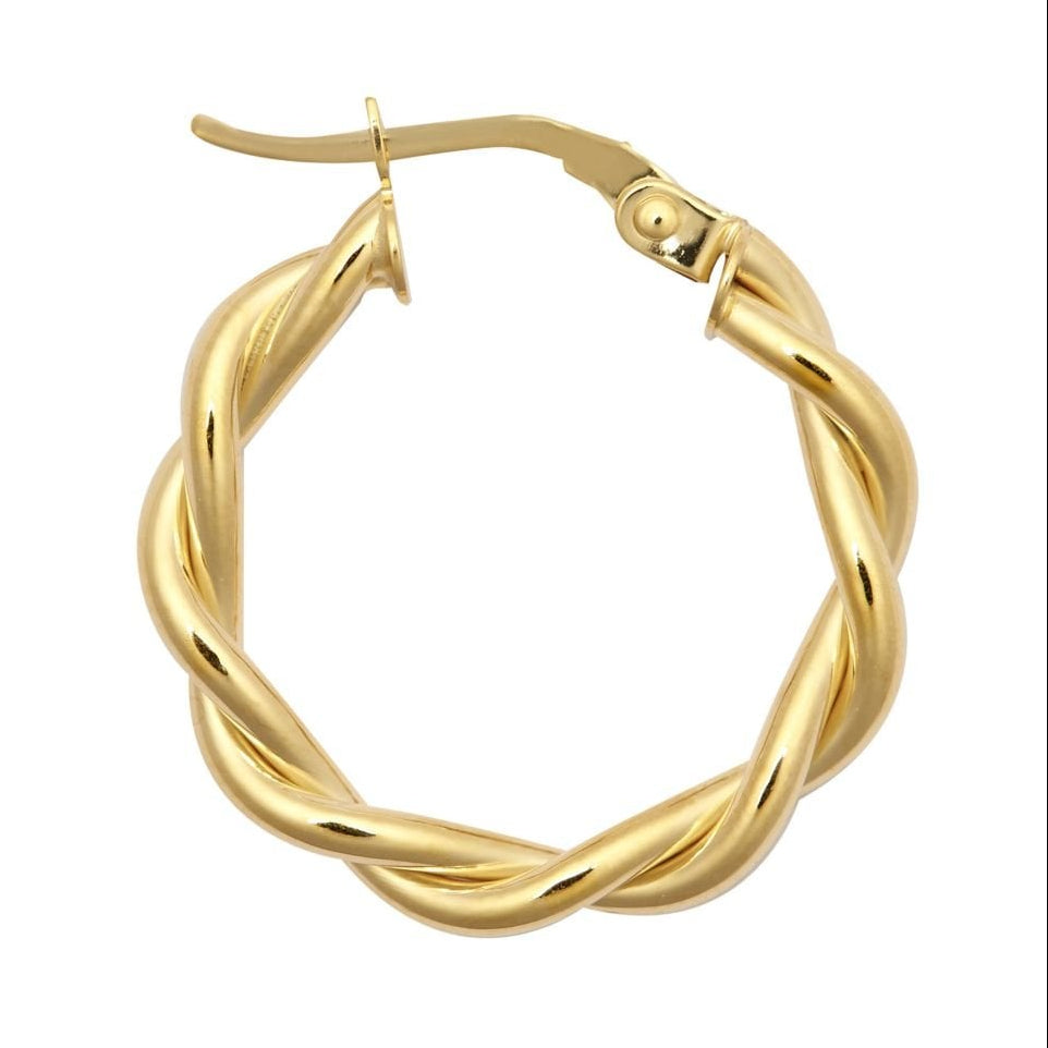 9ct Yellow Gold 20mm Double Twist Hoop Earrings