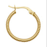 9ct Yellow Gold 14mm Ribbed Hoop Earrings