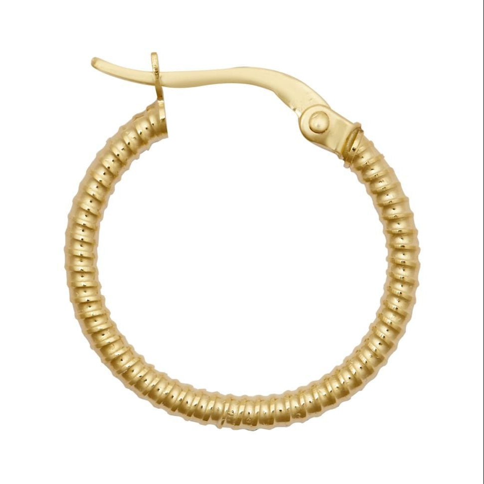 9ct Yellow Gold 18mm Ribbed Hoop Earrings