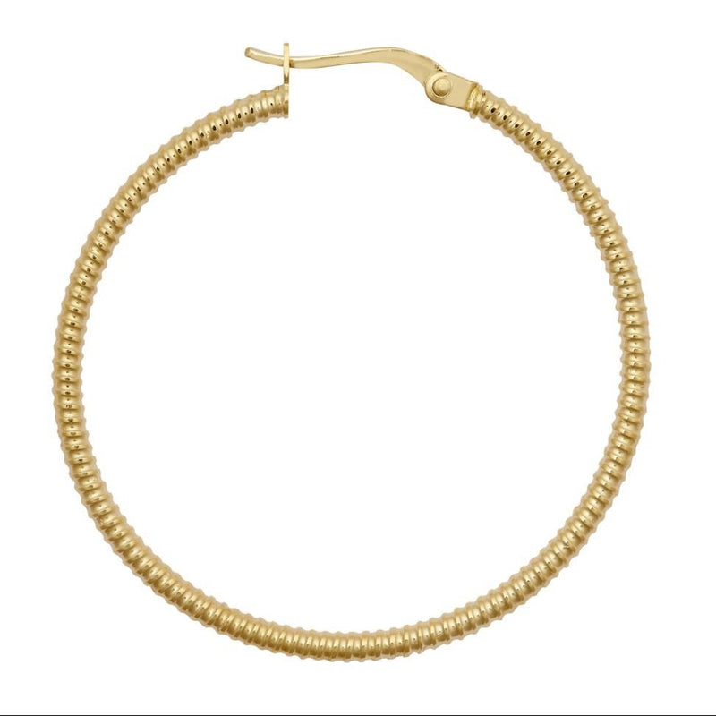 9ct Yellow Gold 36mm Ribbed Hoop Earrings
