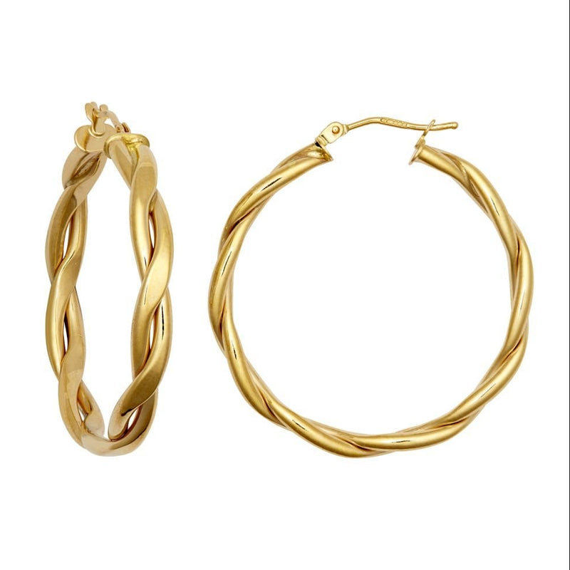 9ct Yellow Gold 35mm Double Twist Hoop Earrings