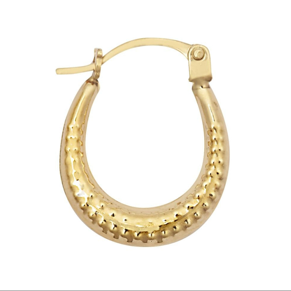 9ct Yellow Gold 12mm Patterned Hoop Earrings
