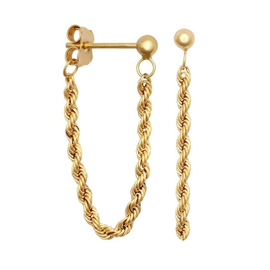 9ct Yellow Gold Rope Chain Earrings