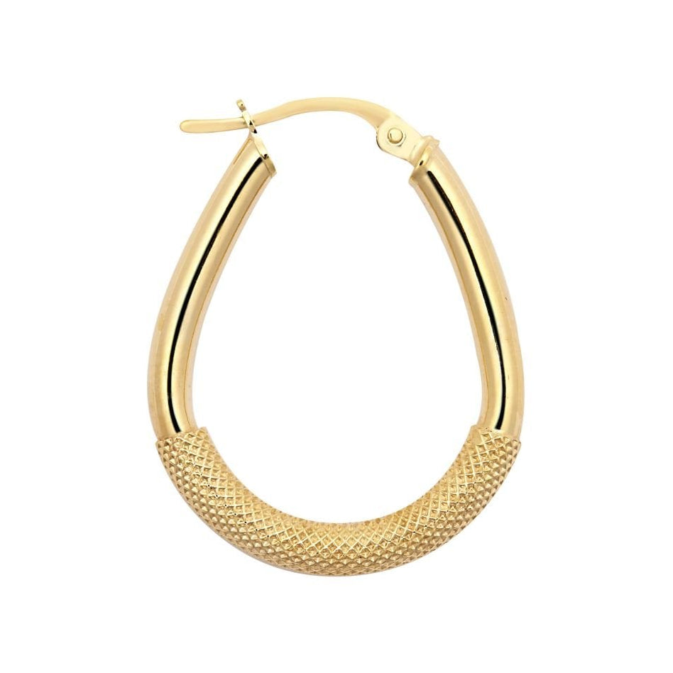 9ct Yellow Gold Half Mesh Hoop Earrings