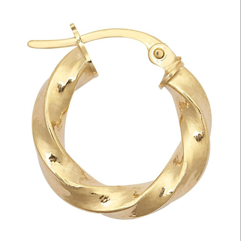 9ct Yellow Gold 16mm Square Twist Hoop Earrings