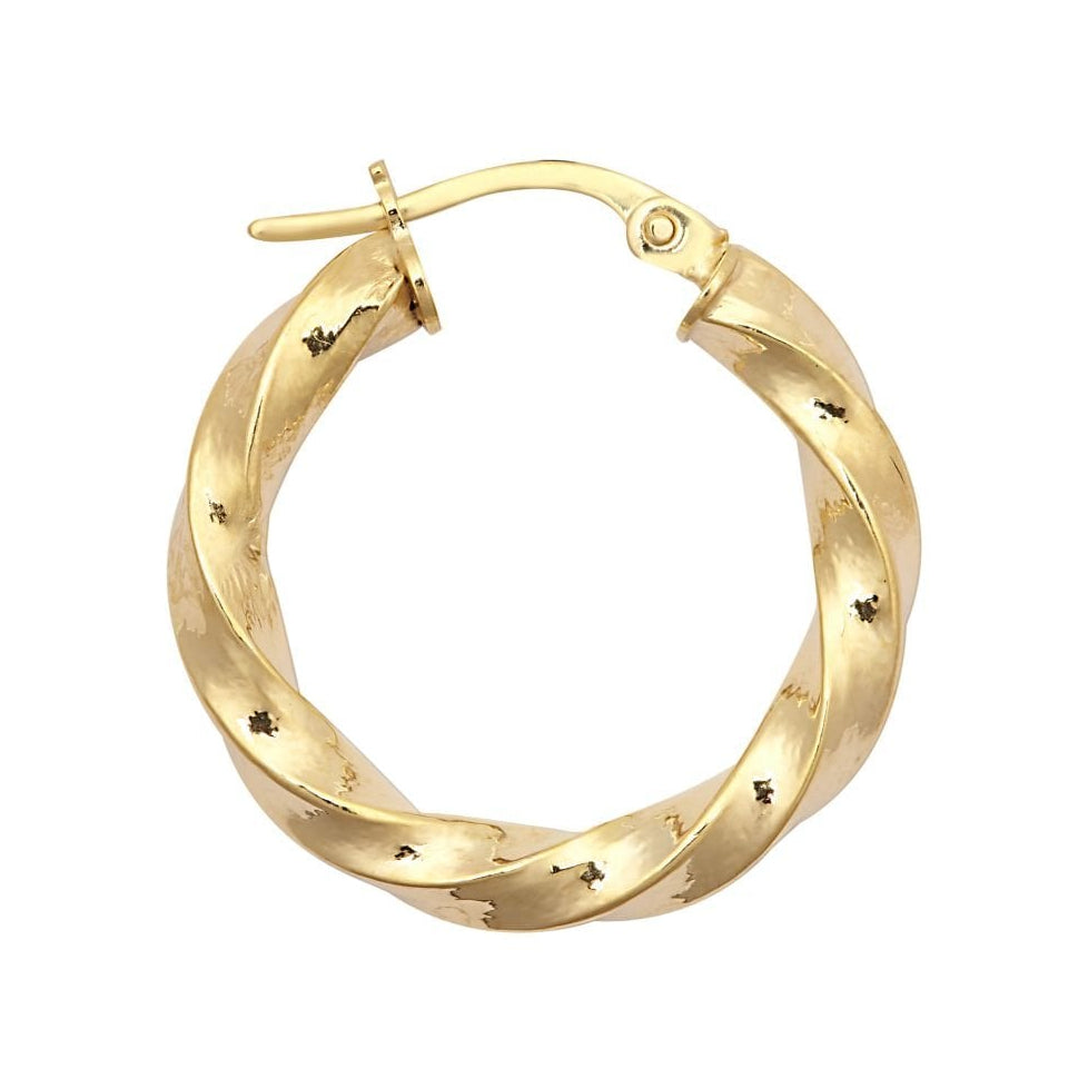 9ct Yellow Gold 22mm Square Twist Hoop Earrings