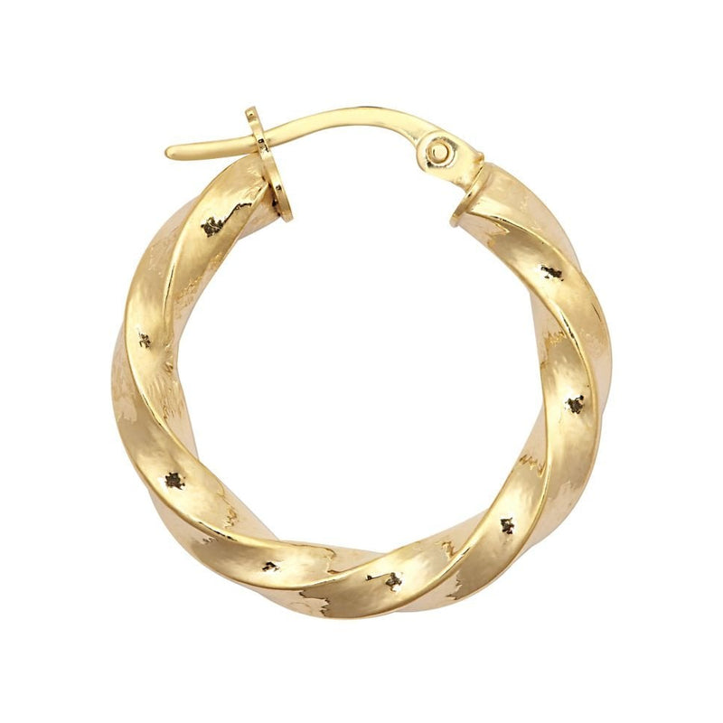 9ct Yellow Gold 22mm Square Twist Hoop Earrings
