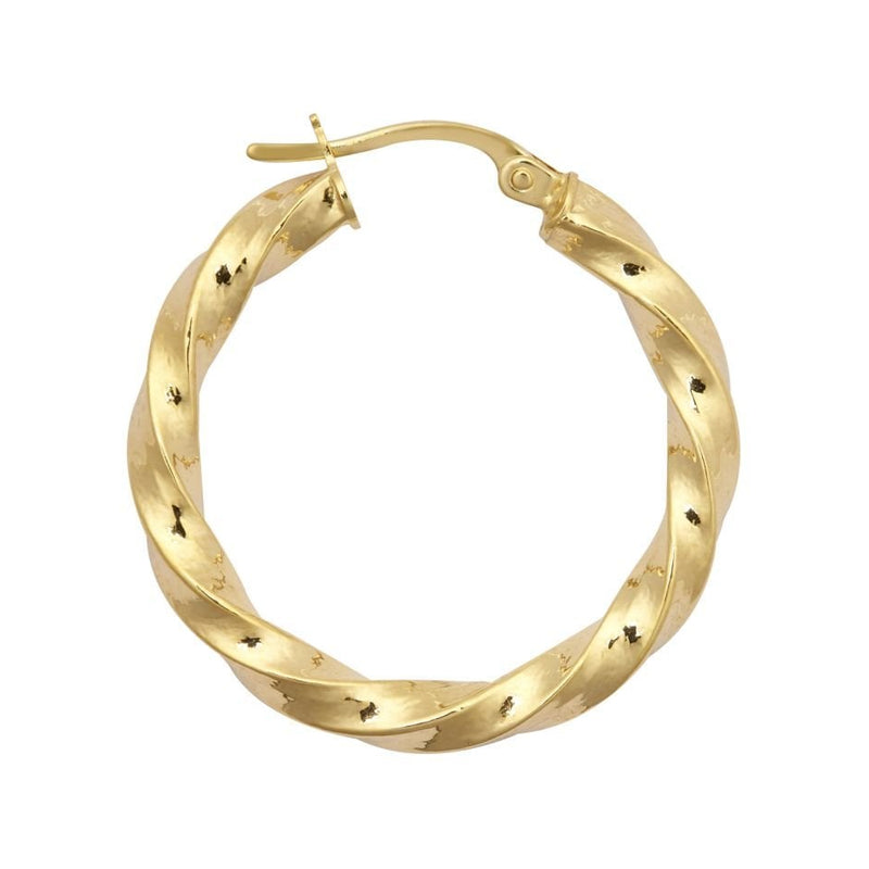 9ct Yellow Gold 26mm Square Twist Hoop Earrings