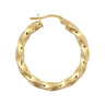 9ct Yellow Gold 26mm Square Twist Hoop Earrings
