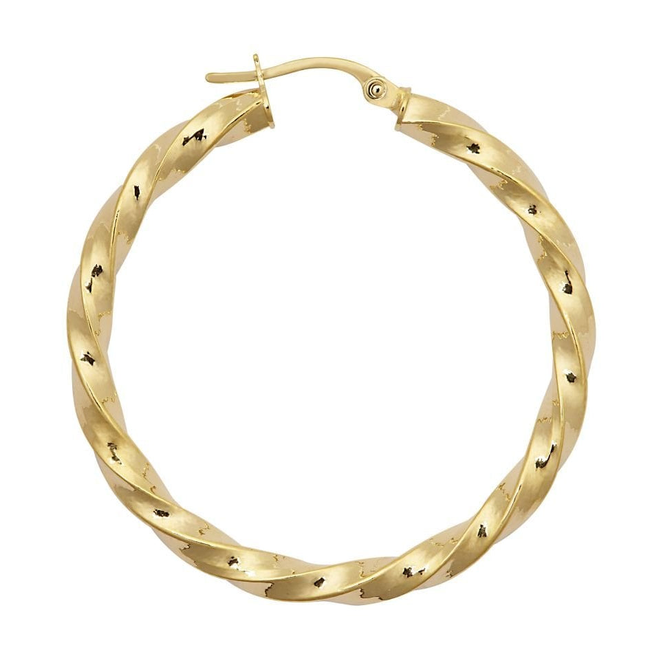 9ct Yellow Gold 36mm Square Twist Hoop Earrings