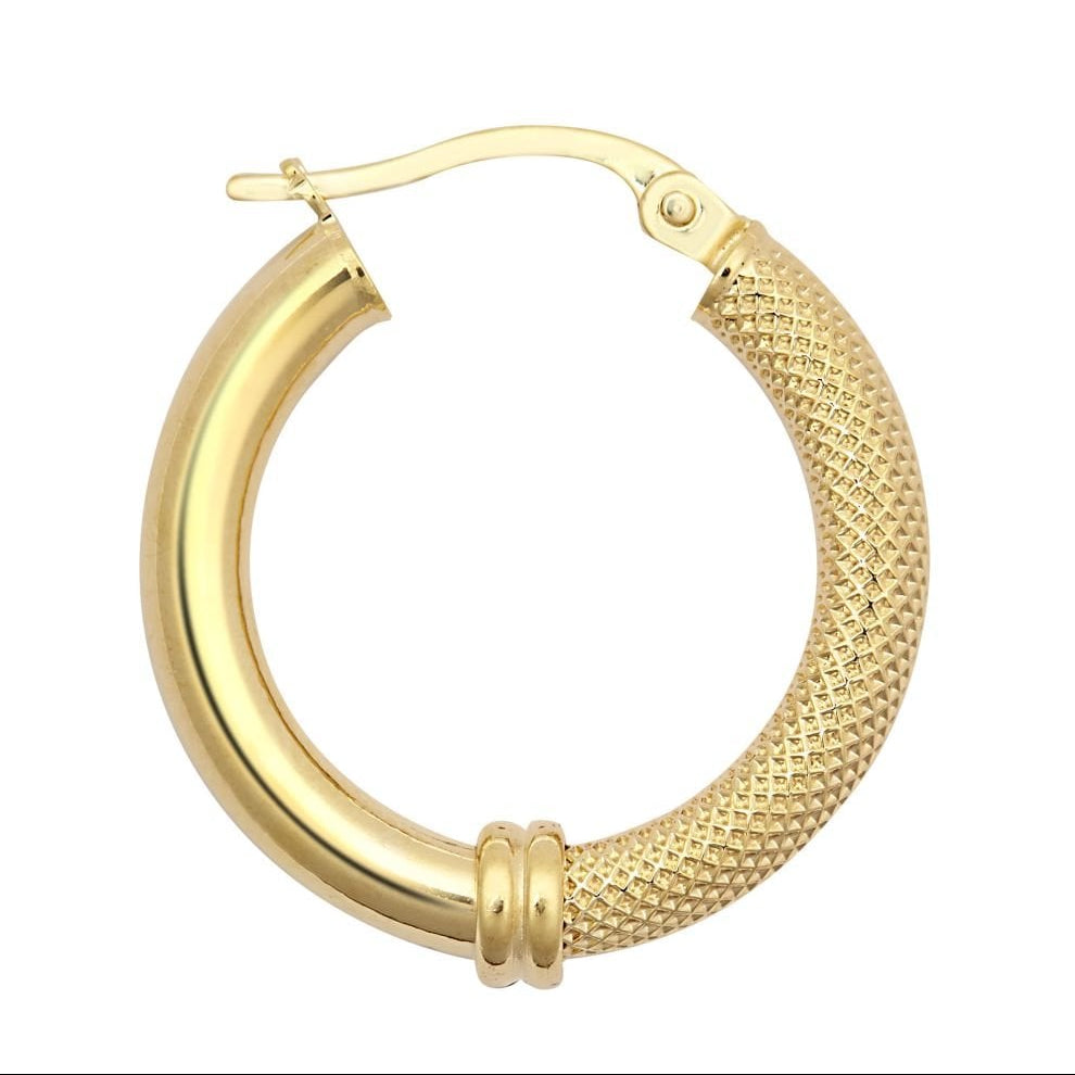 9ct Yellow Gold 20mm Half Mesh Hoop Earrings