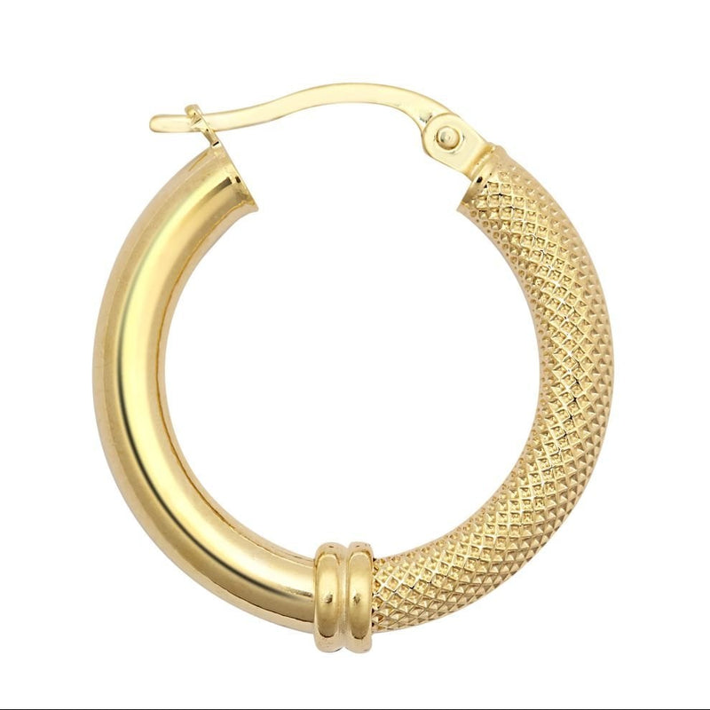 9ct Yellow Gold 20mm Half Mesh Hoop Earrings