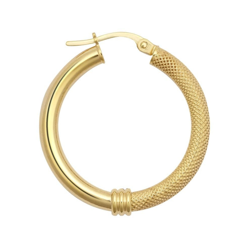 9ct Yellow Gold 26mm Half Mesh Hoop Earrings