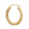 9ct Yellow Gold 19mm Frosted Oval Hoop Earrings