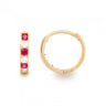9ct Yellow Gold 11mm Ruby & CZ Set Huggie Hoop Earrings