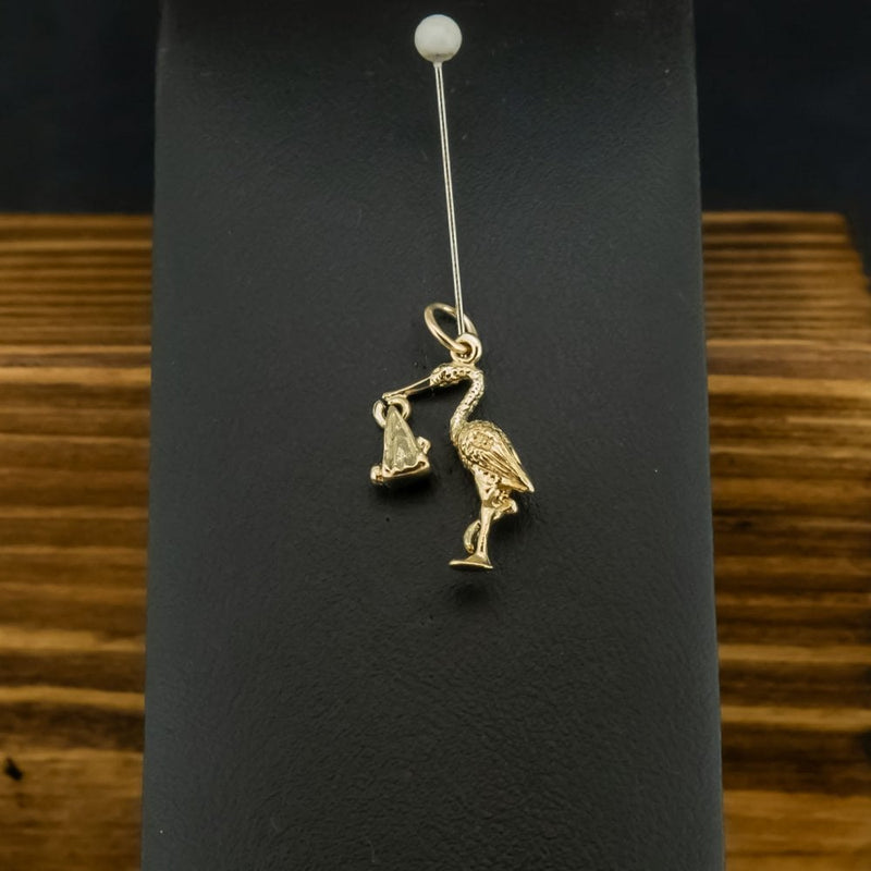 9ct Yellow Gold Stork Charm 1.8g