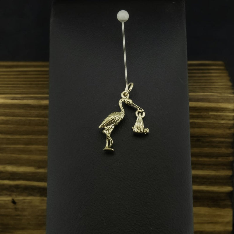 9ct Yellow Gold Stork Charm 1.8g