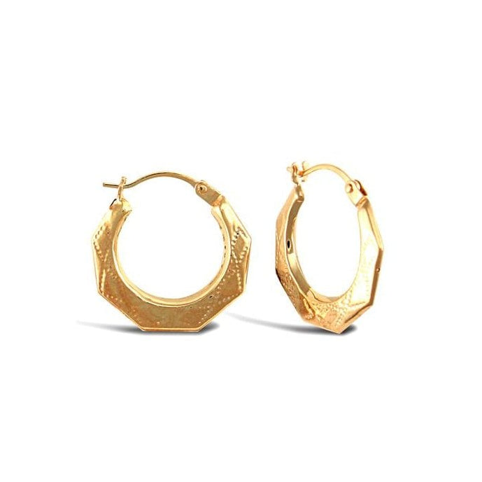9ct Yellow Gold Round Diamond Cut Earrings