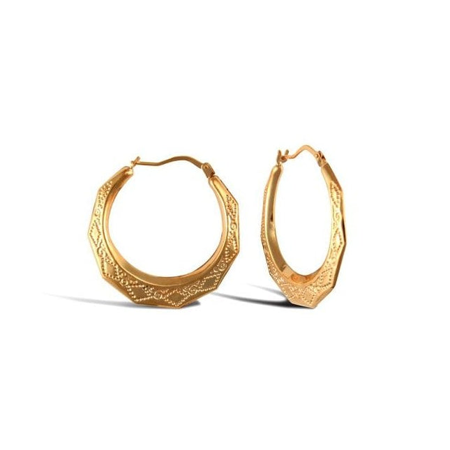 9ct Yellow Gold Round Diamond Cut Earrings
