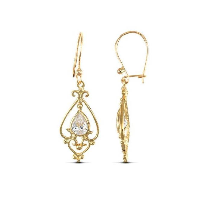 9ct Yellow Gold Cubic Zirconia Drop Earrings