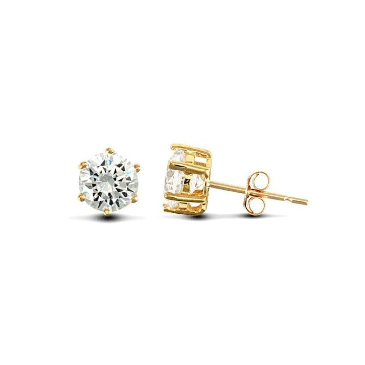 9ct Yellow Gold 5mm CZ Stud Earrings