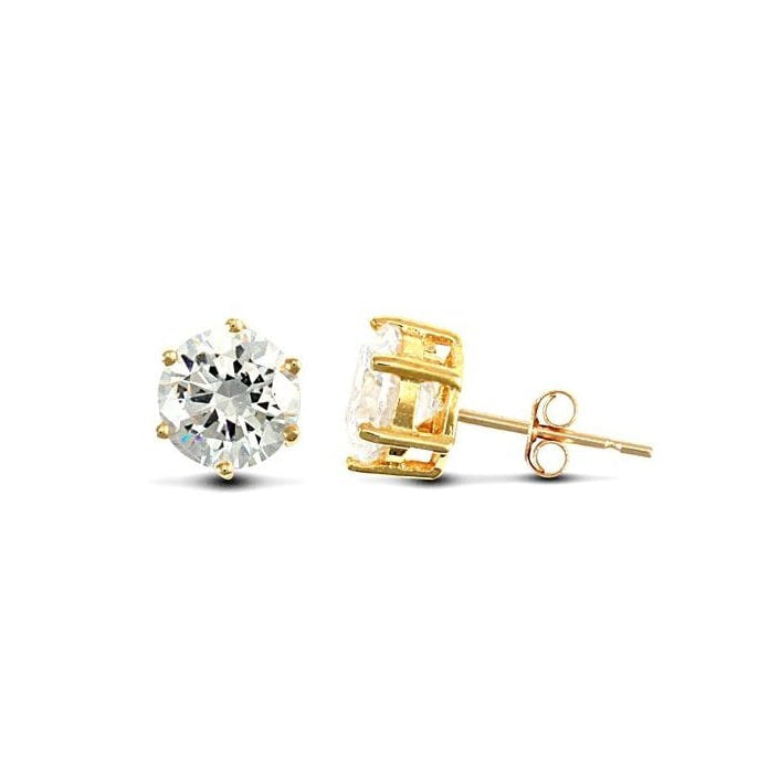 9ct Yellow Gold 6mm CZ Stud Earrings