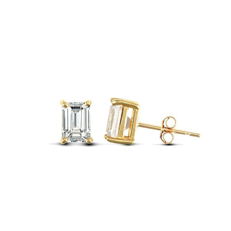 9ct Yellow Gold Rectangular CZ Stud Earrings