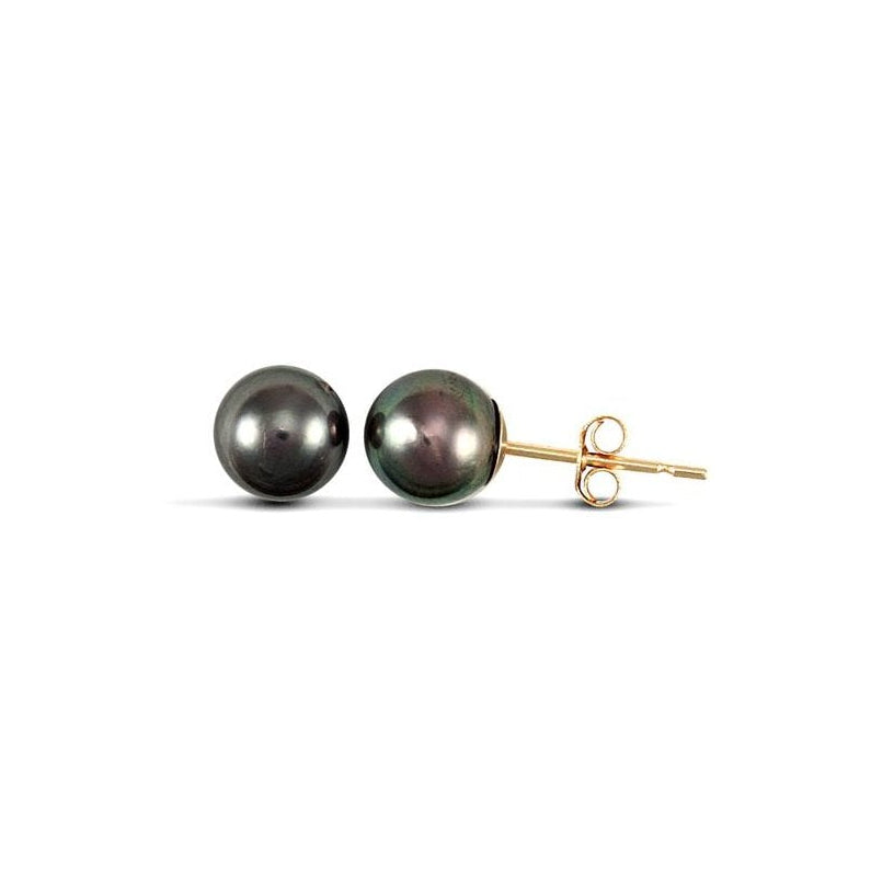9ct Cultured 6mm Black Pearl Stud Earrings
