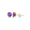9ct Yellow Gold 5mm Purple CZ Stud Earrings