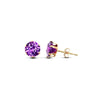 9ct Yellow Gold 6mm Purple CZ Stud Earrings