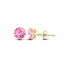 9ct Yellow Gold 6mm Pink CZ Stud Earrings
