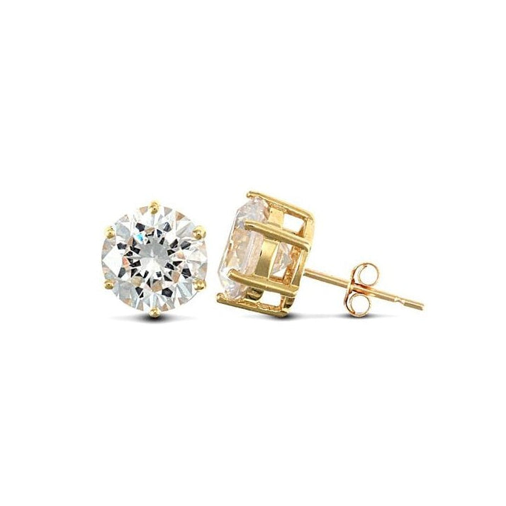 9ct Yellow Gold 8mm CZ Stud Earrings