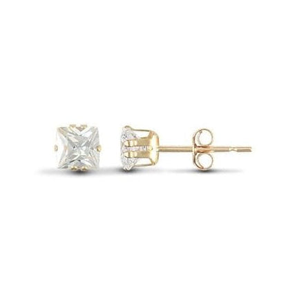 9ct Yellow Gold 7mm Square CZ Stud Earrings