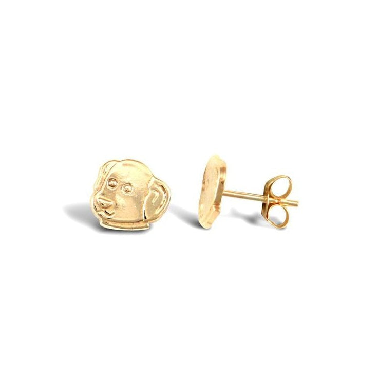 9ct Yellow Gold Dog Stud Earrings