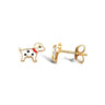 9ct Yellow Gold Enamel Dog Stud Earrings