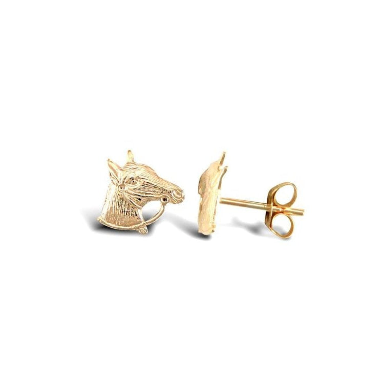 9ct Yellow Gold Horse Stud Earrings
