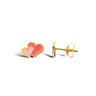 9ct Yellow Gold Enamel Double Heart Stud Earrings