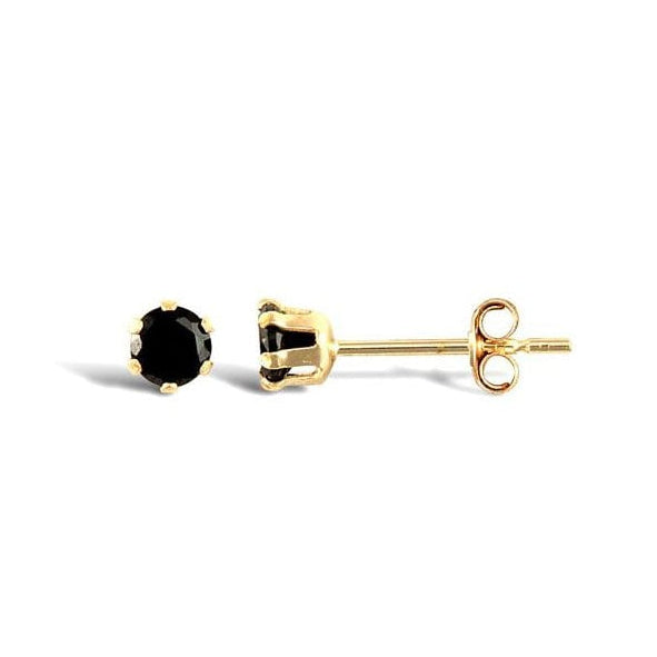 9ct Yellow Gold 3mm Black CZ Studs