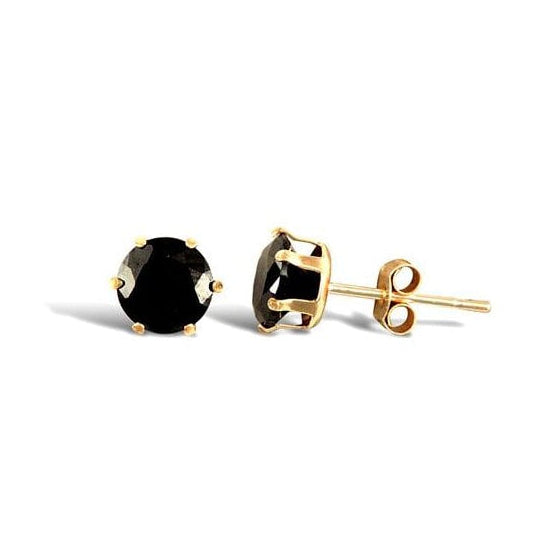 9ct Yellow Gold 5mm Black CZ Studs