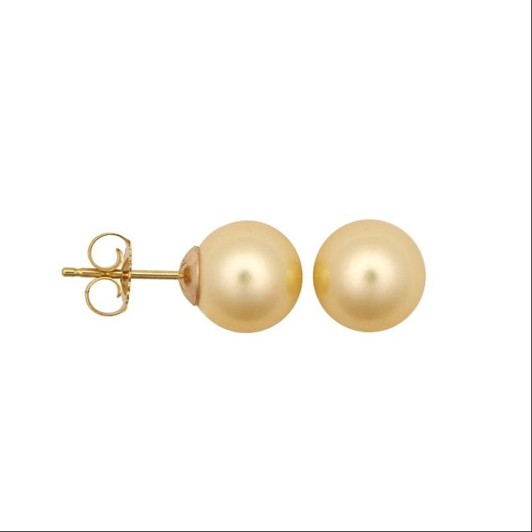 9ct Yellow Gold Cream 8mm Cultured Pearl Stud Earrings