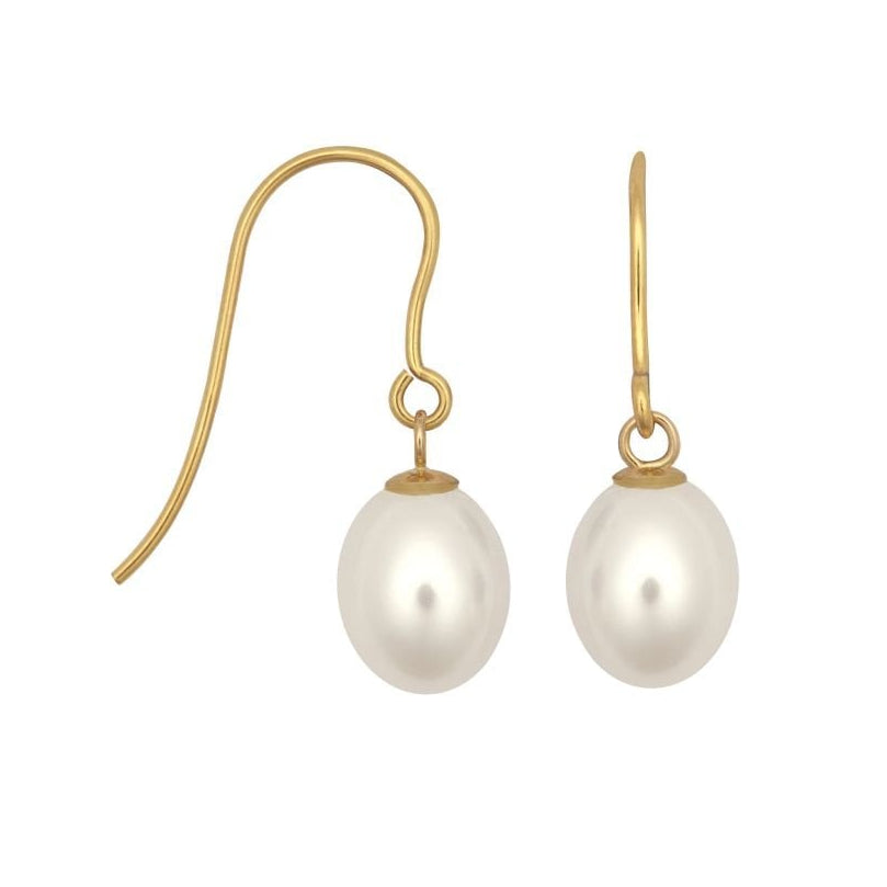 9ct Yellow Gold Freshwater Pearl Drop Earrings