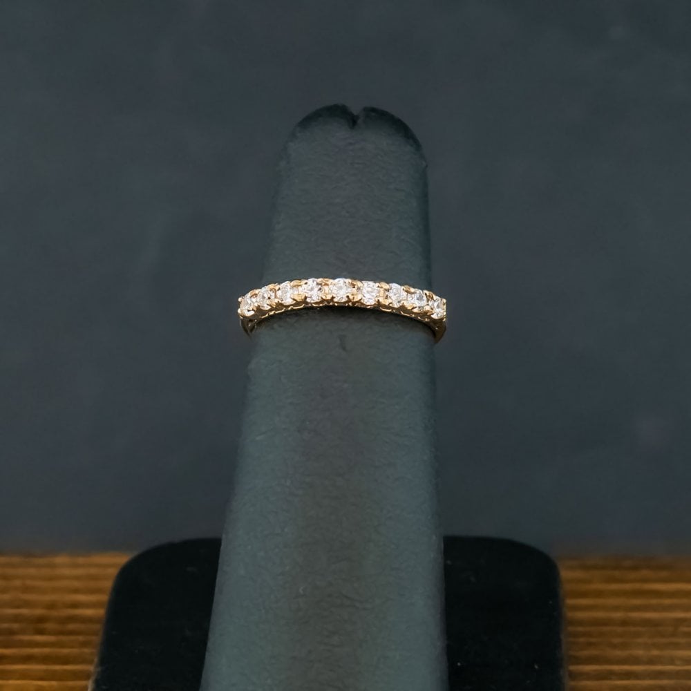 9ct Yellow Gold Cubic Zirconia Band Ring Size J 2g