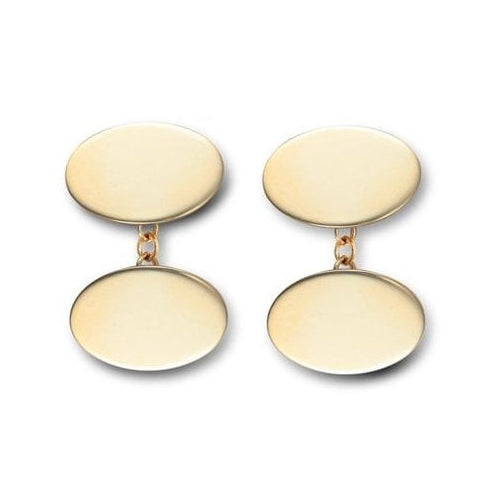 9ct Yellow Gold Oval Cufflinks